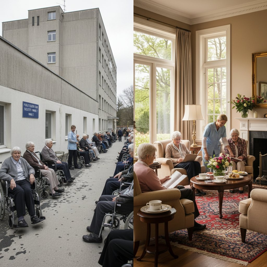 Prywatny vs publiczny dom opieki, kontrast w standardzie i dostępności