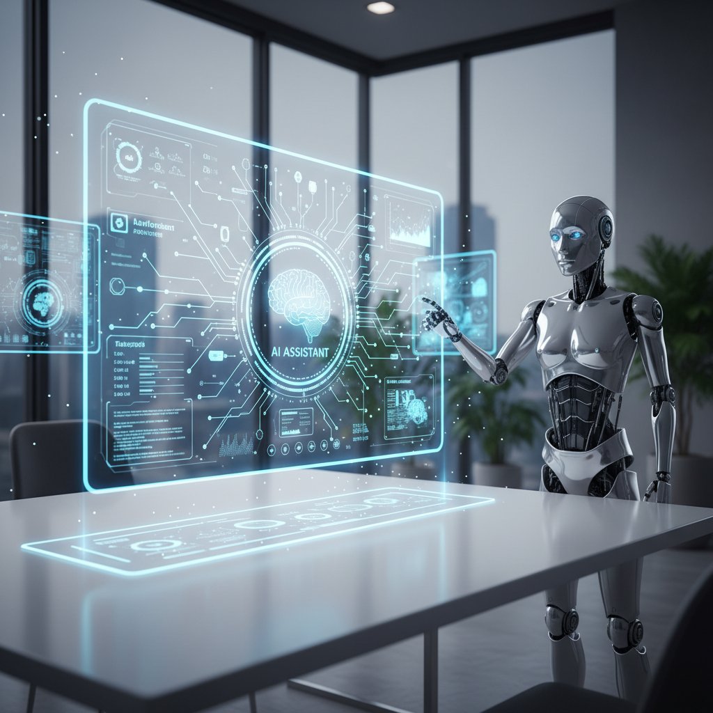 Nowoczesny kalendarz elektroniczny w biurze z elementami AI