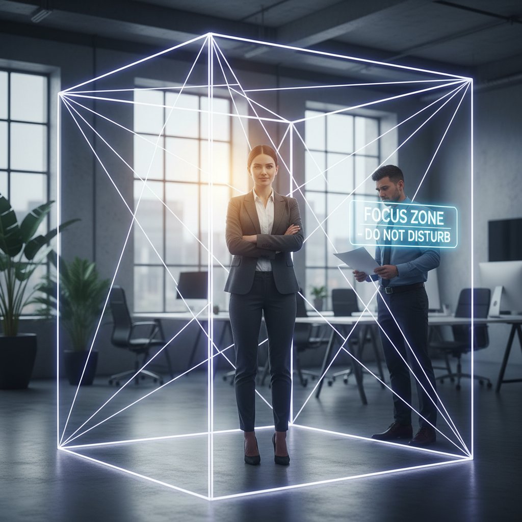 Osoba odmawiająca pracy po godzinach, szef słucha uważnie, klimat biurowy