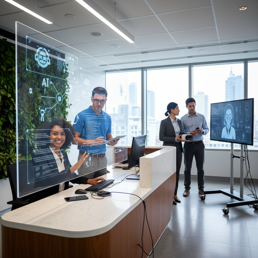 Zespół wdrażający nowoczesnego wirtualnego recepcjonistę w biurze