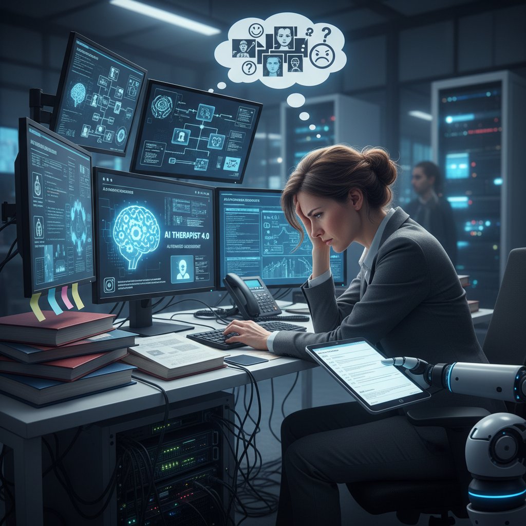 Pracownik w biurze korzystający z pomocy psychologa – wyzwania psychiczne automatyzacji