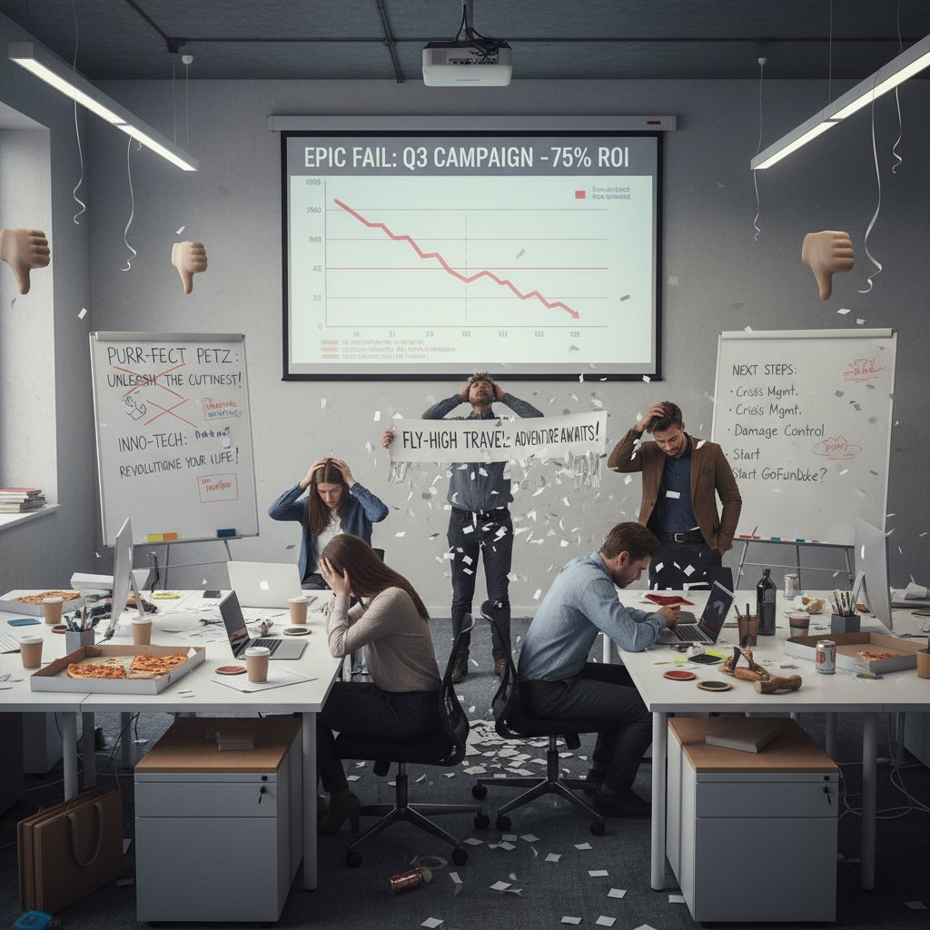 Pracownicy analizują nieudane kampanie content marketingowe w biurze