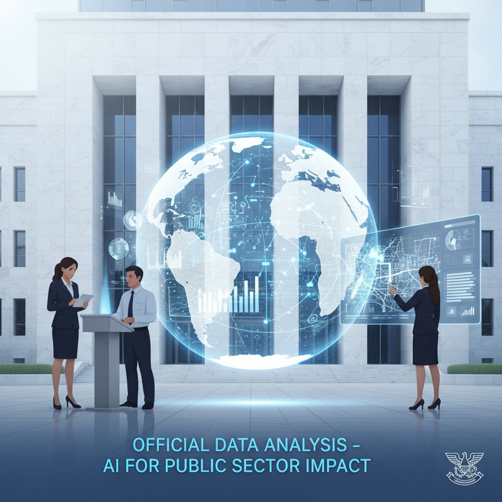 Urzędnik analizujący dane z pomocą AI – wpływ AI na politykę i społeczeństwo