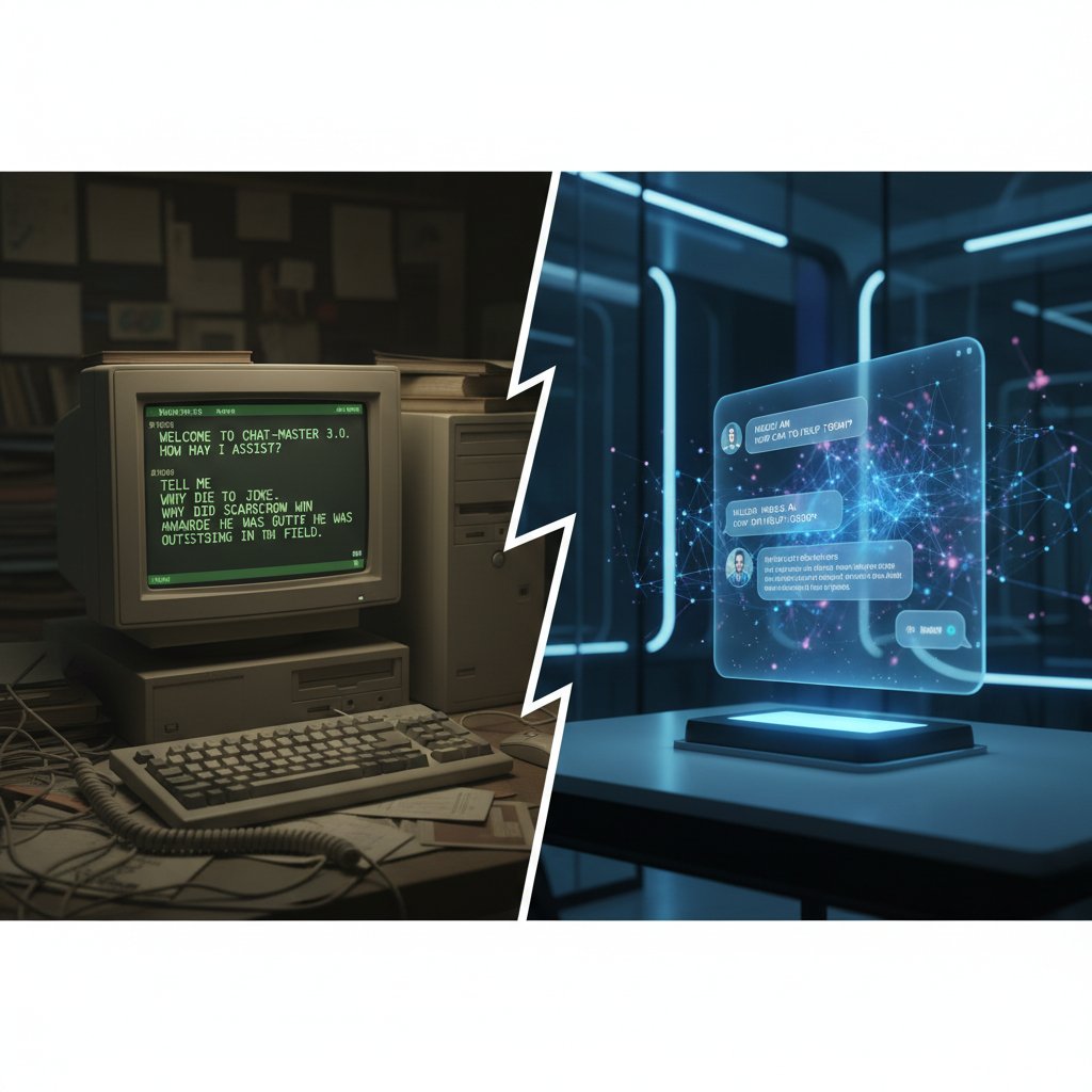 Porównanie dwóch generacji chatbotów – stara i nowoczesna wersja AI