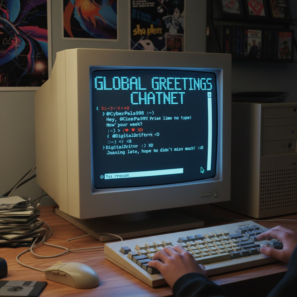 Stary komputer z otwartym komunikatorem i forum dyskusyjnym – symbol dawnych cyfrowych więzi