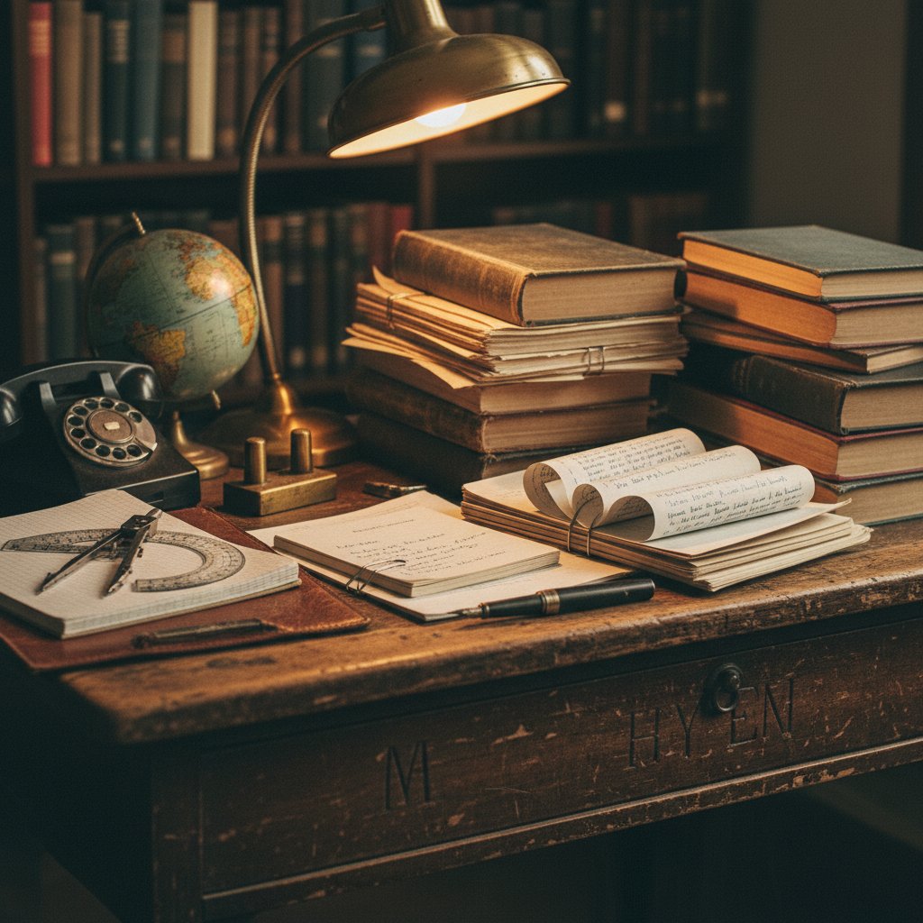 Stare kserokopie notatek i podręczników na biurku ucznia