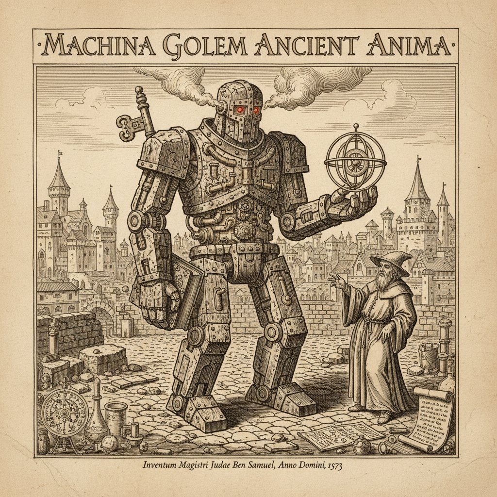 Stare ilustracje przedstawiające golema i pierwsze automaty – korzenie lęku przed robotami