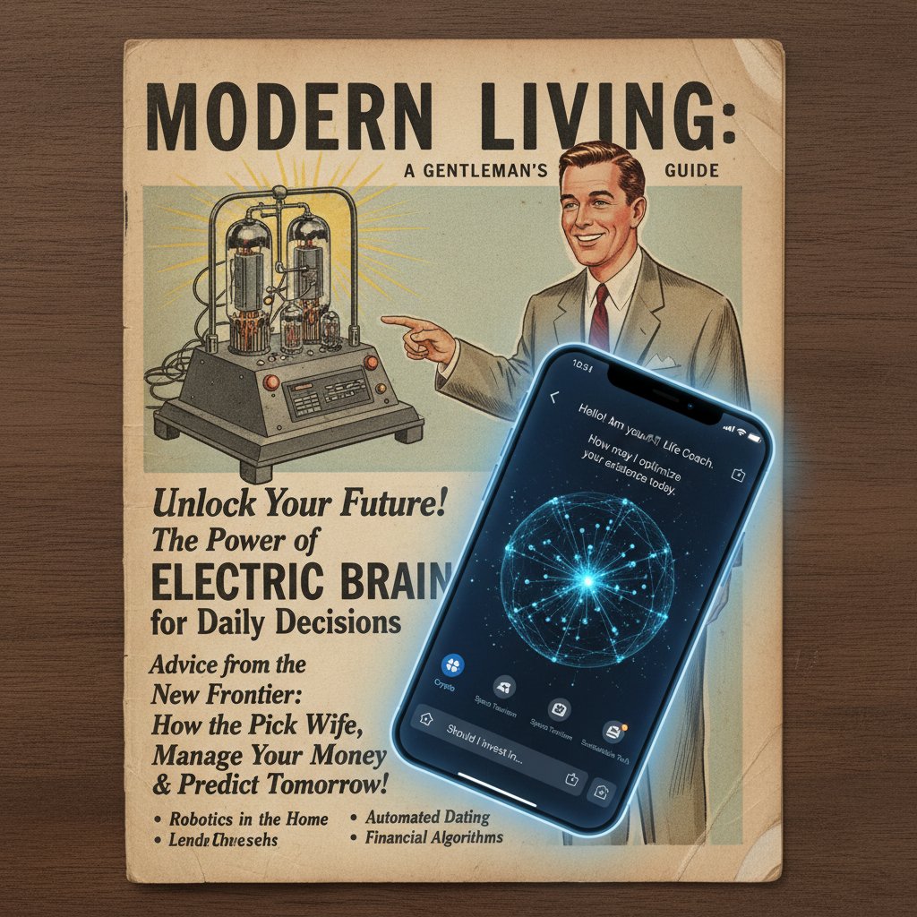 Stare czasopismo poradnikowe i nowoczesny smartfon z aplikacją AI – historia poradnictwa