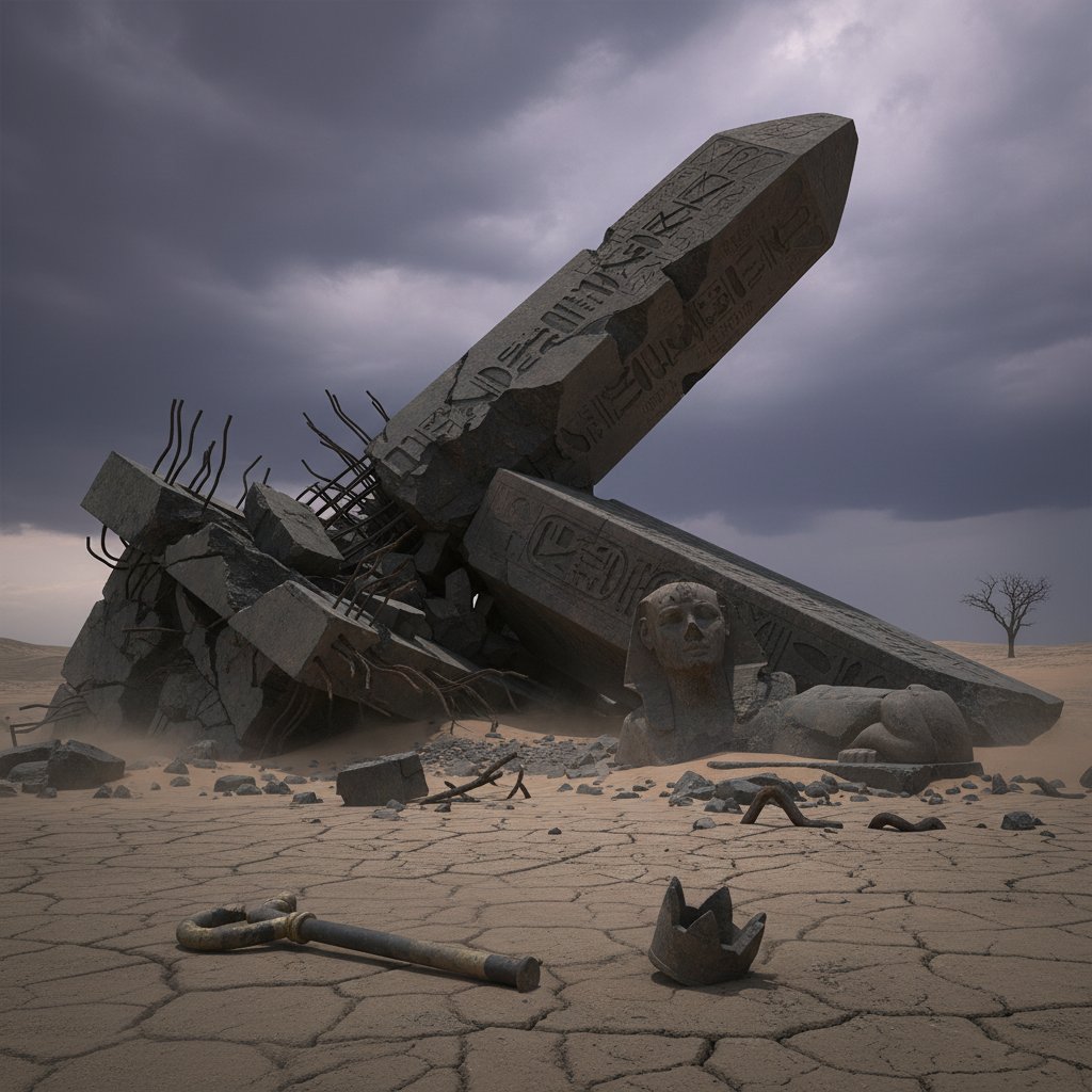 Zdjęcie starego pomnika zniszczonego przez czas – symbol historycznej bezsilności