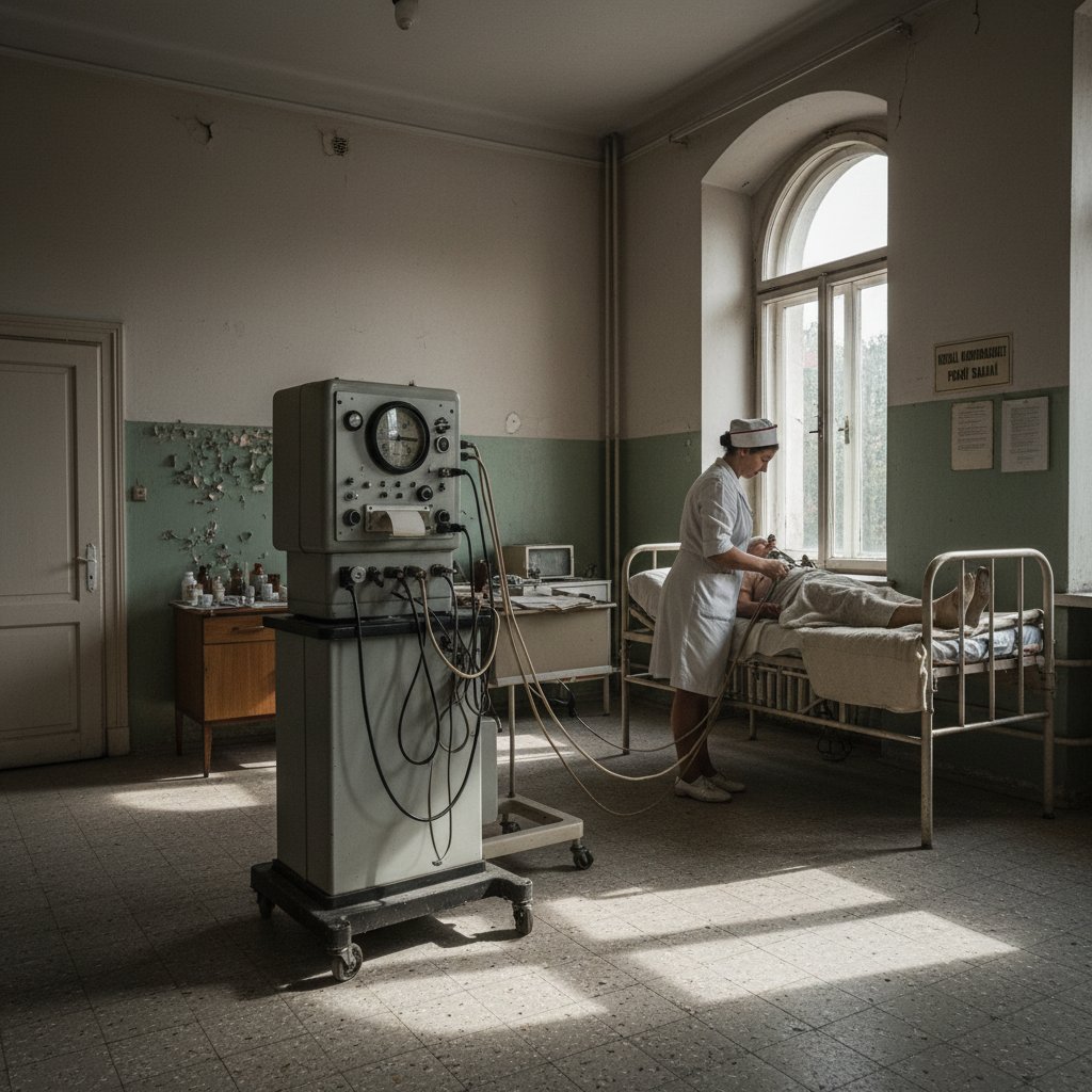 Historyczne zdjęcie pracowni EKG w polskim szpitalu w latach 70.