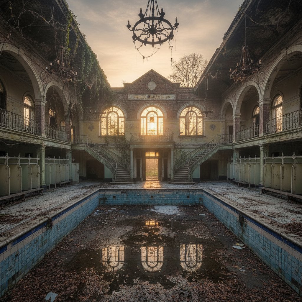 Stara łaźnia miejska w Warszawie o świcie, historia prysznica w Polsce