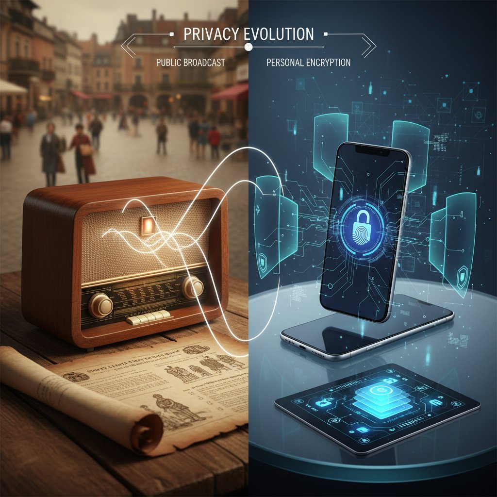 Stare radio i nowoczesny smartfon obok siebie, symbol zmiany mediów i prywatności