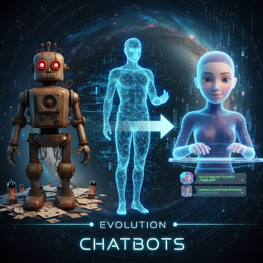 Porównanie starego automatu do nowoczesnego digitalnego avatara – symboliczna ewolucja chatbotów