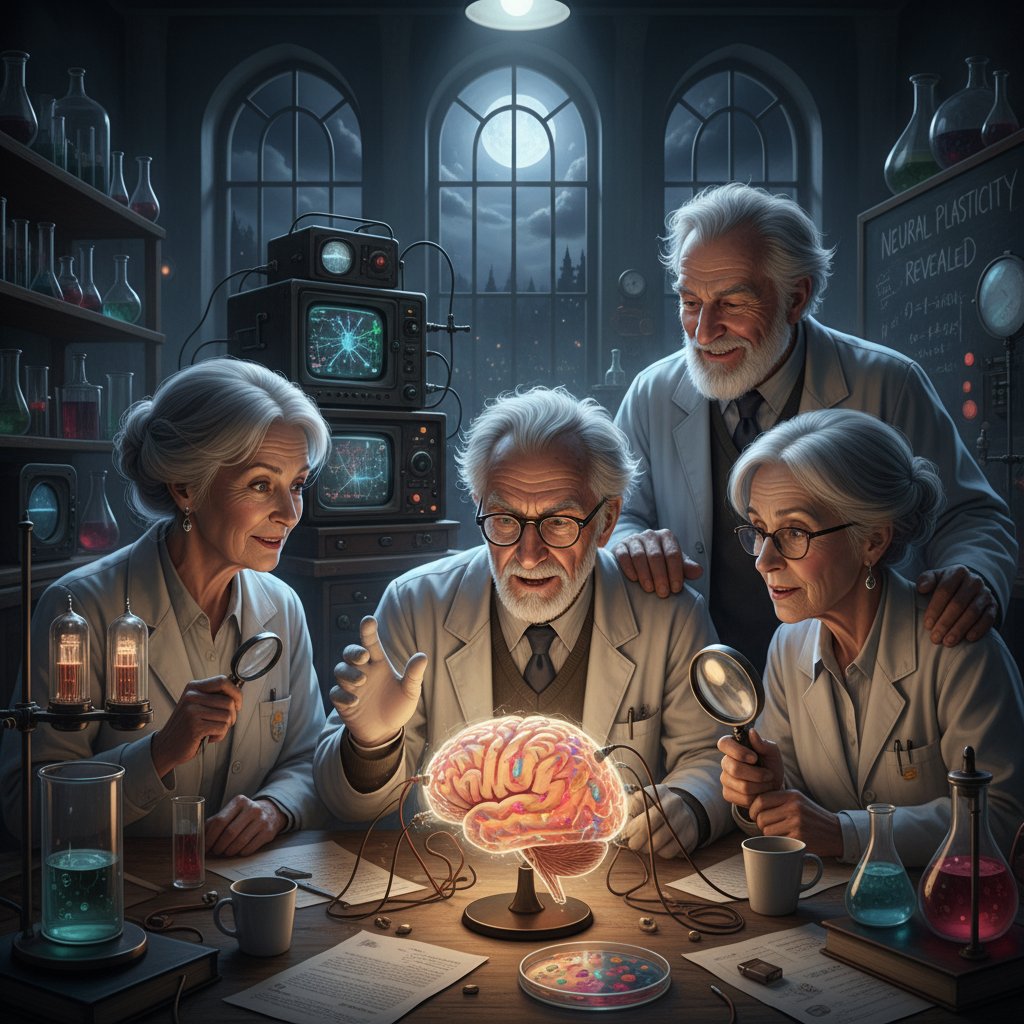 Stare zdjęcie naukowców w laboratorium, historyczne odkrycie neuronów lustrzanych, laboratorium neuronauka