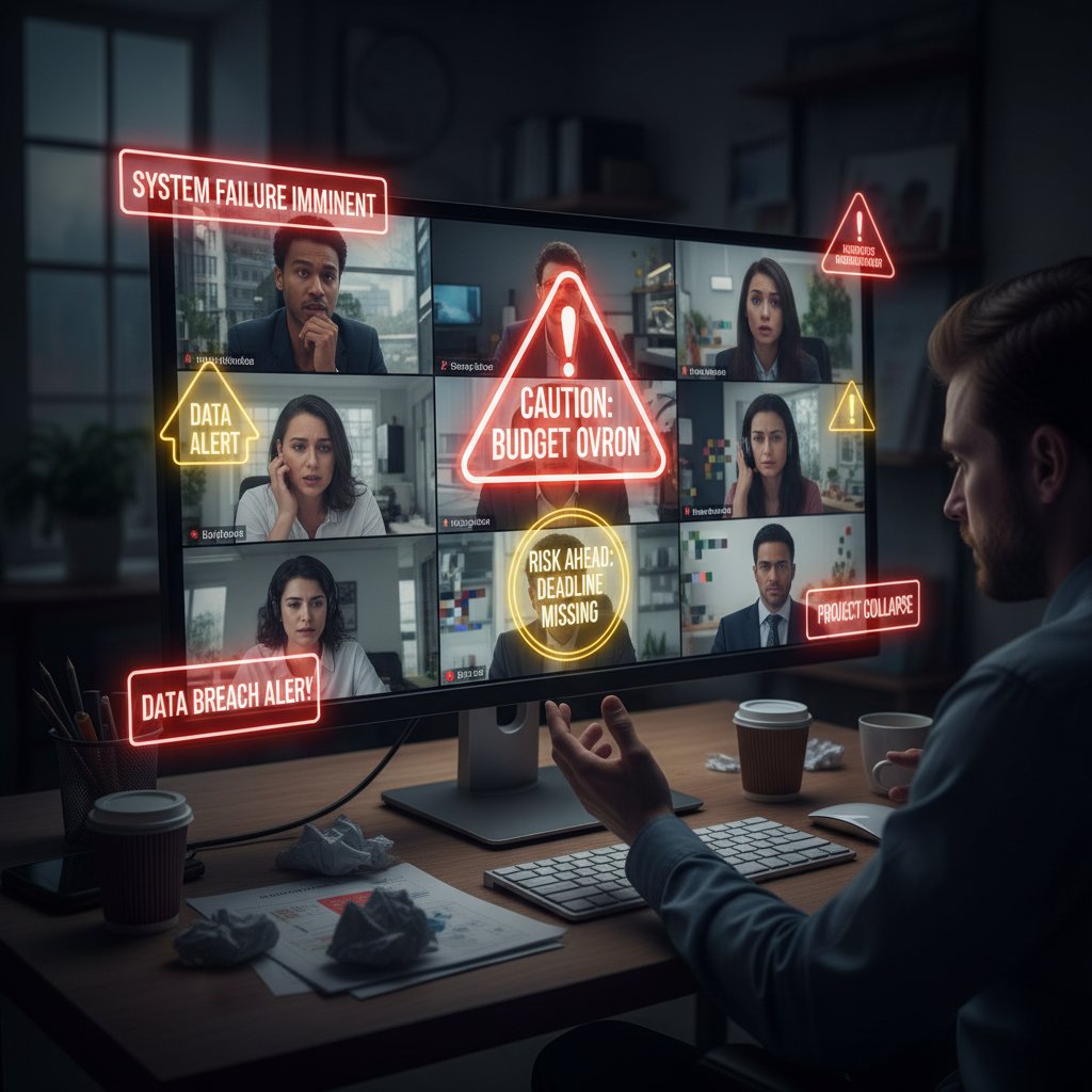 Spotkanie biznesowe online, podczas którego pojawiają się czerwone flagi.