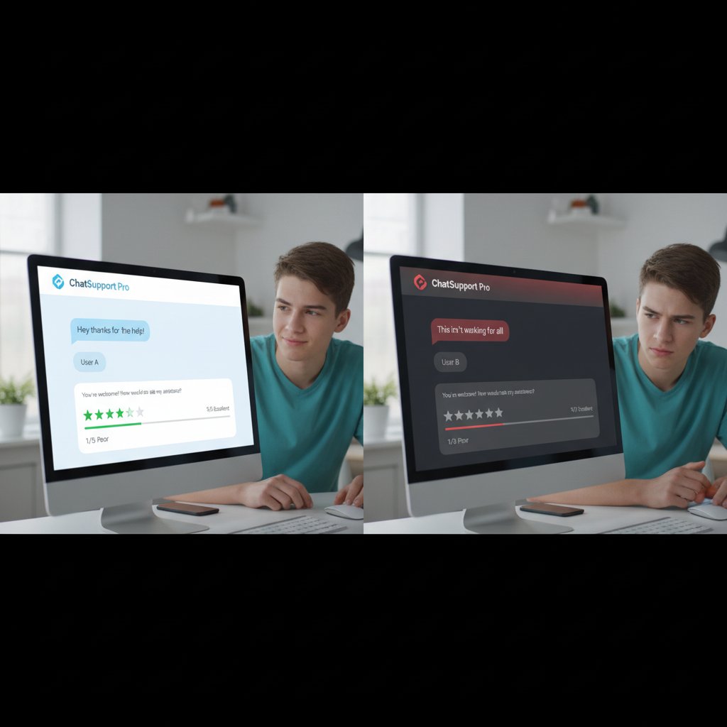 Porównanie platform do rozmów online – młody użytkownik przy komputerze, wykres ocen
