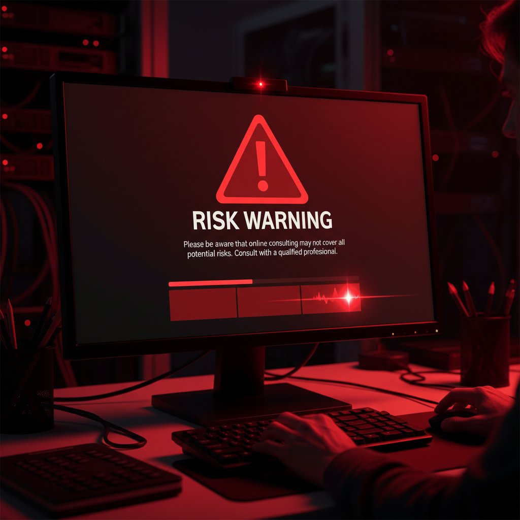 Ostrzeżenie: ryzyka doradztwa online – symboliczne zdjęcie czerwonej lampki i klawiatury