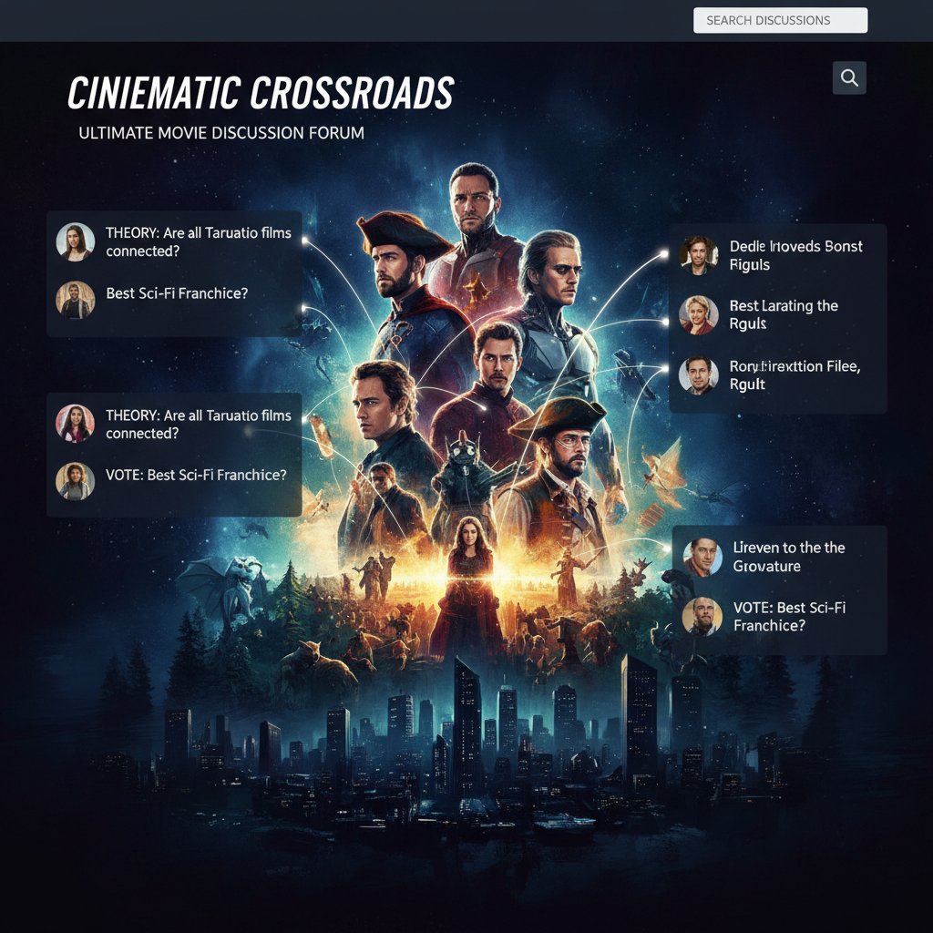 Online forum with vibrant layered movie discussions and fan art