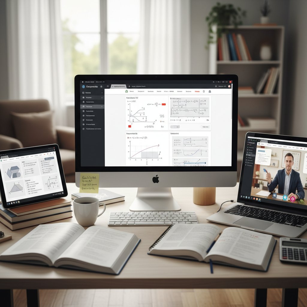 Różnorodne platformy do nauki matematyki online na ekranach laptopów