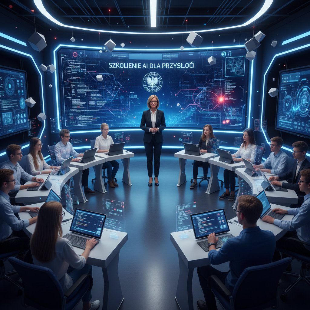 Scena z wykładu online, wykładowca i studenci – polska rzeczywistość cyfrowa