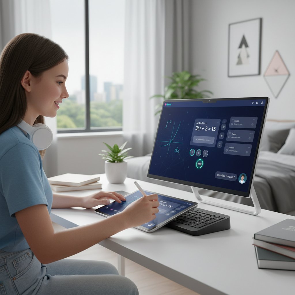 Interfejs nowoczesnej platformy do nauki matematyki online