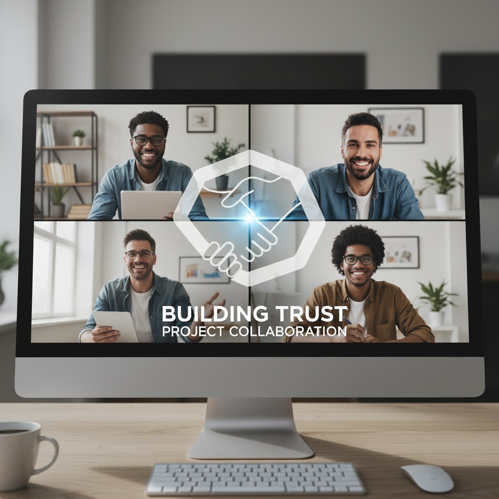 Dwie osoby podczas spotkania online budują relacje i zaufanie w ramach projektu zdalnego