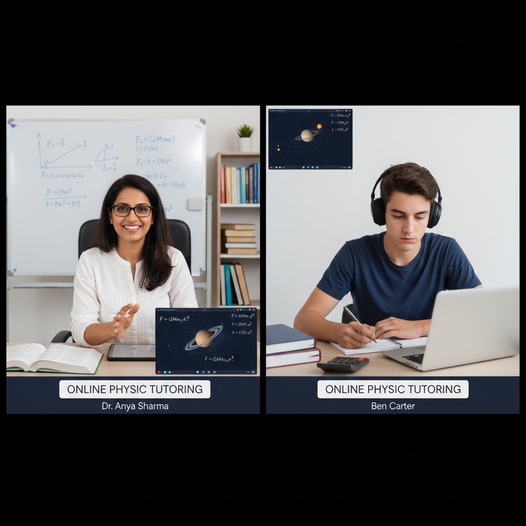 Nowoczesna lekcja fizyki online, nauczyciel i uczeń na wideorozmowie