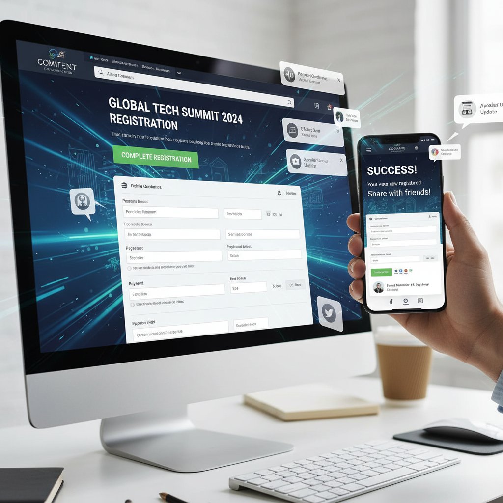 Rejestracja online przez komputer lub smartfon, widoczne powiadomienia o aktualizacji danych