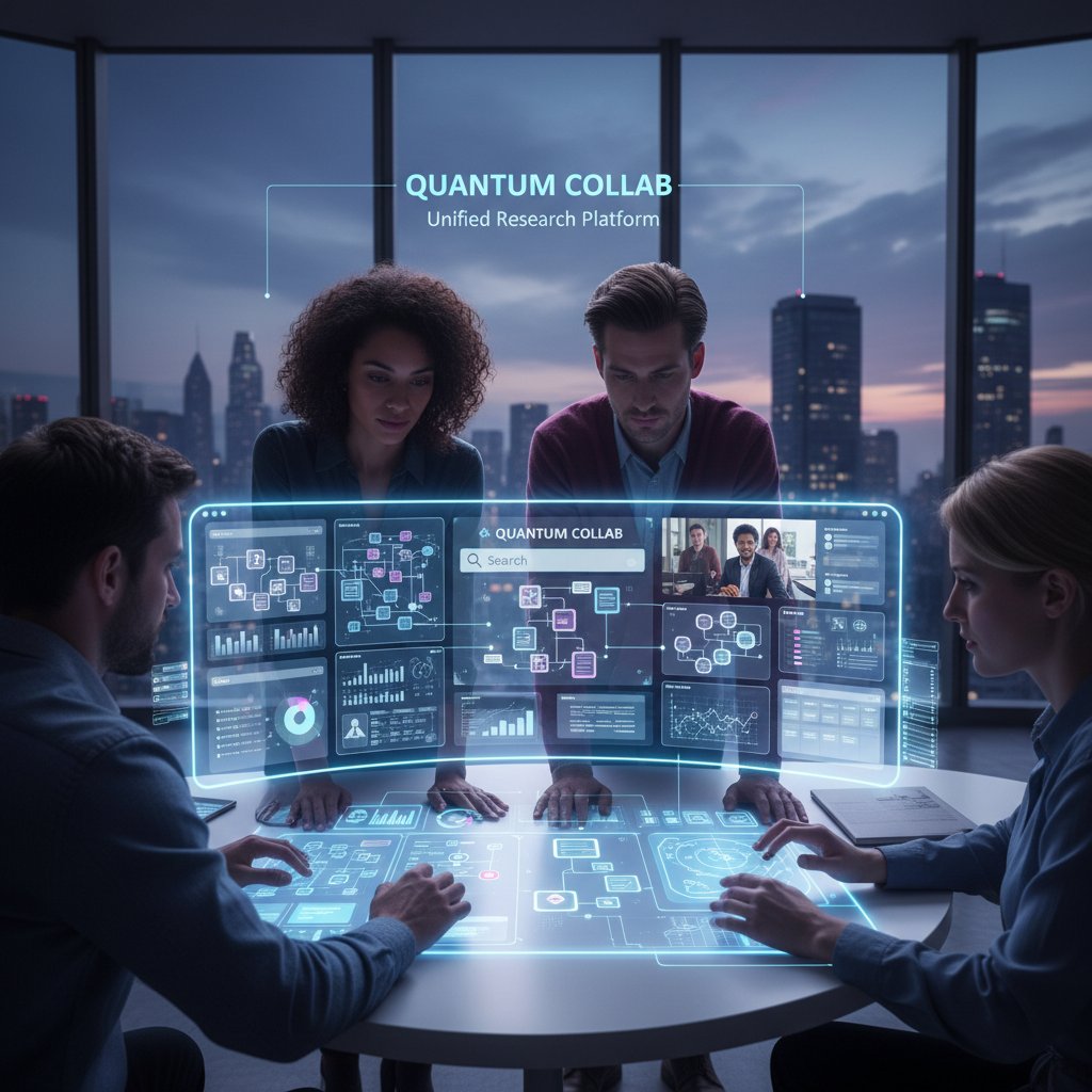 Split image of various collaboration tools open on multiple screens, team members interact through different apps