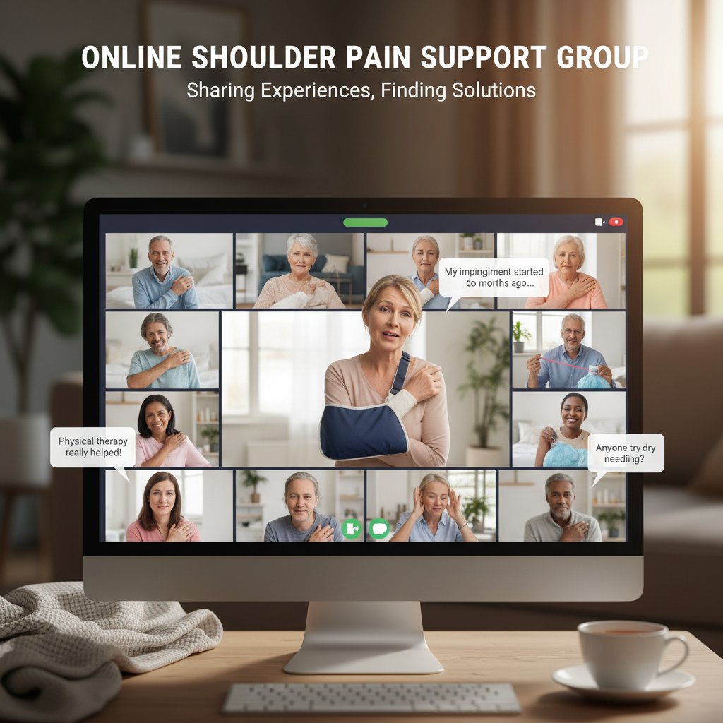 Grupa wsparcia online, osoby dzielące się doświadczeniami na temat bólu barku