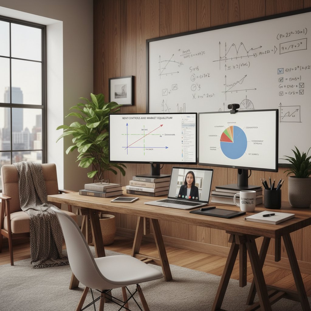 Przestrzeń pracy nowoczesnego korepetytora online z ekonomii