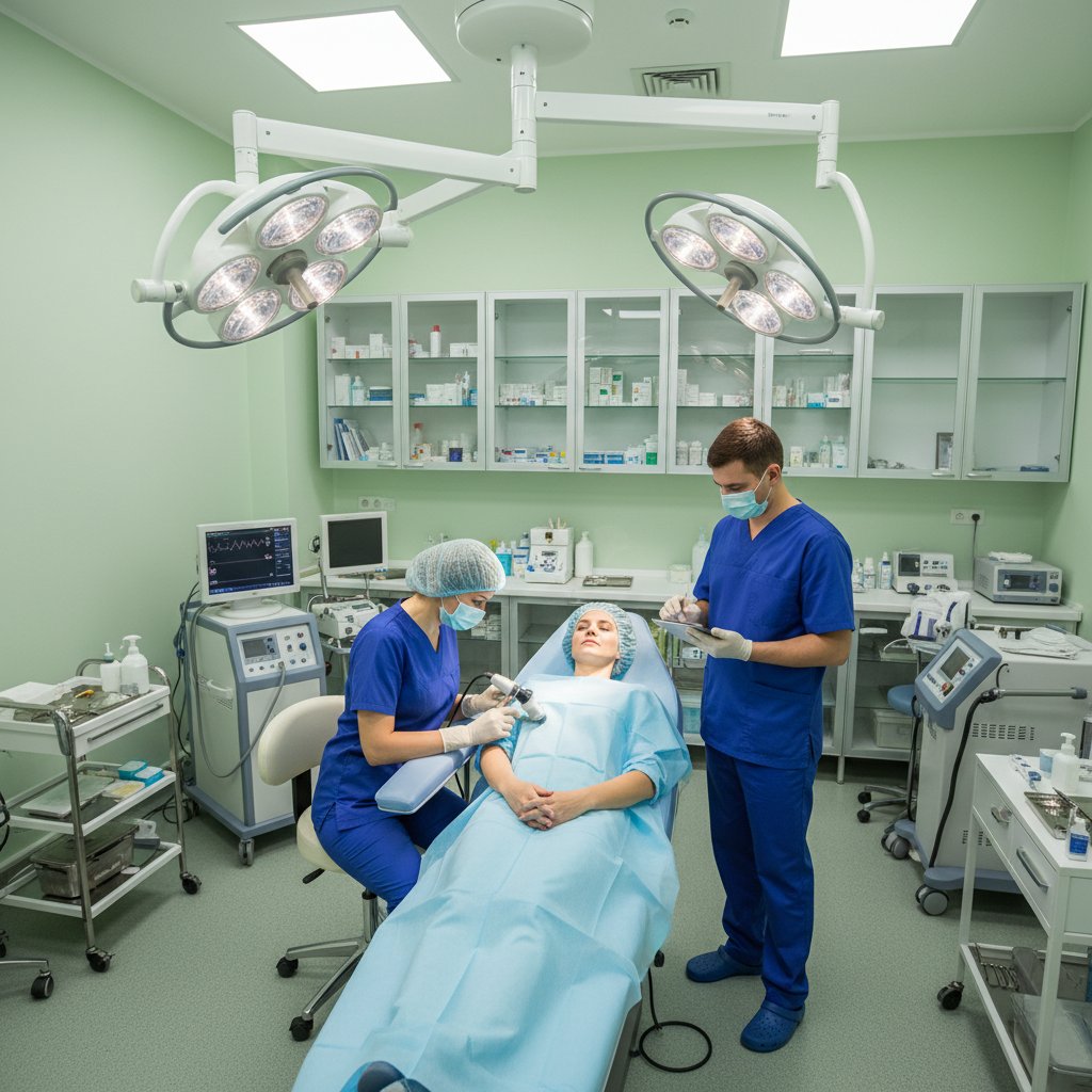 Zdjęcie chirurgicznej sali zabiegowej podczas konsultacji dermatologicznej