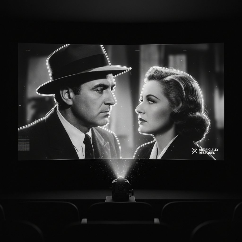 Example of over-restored movie scene with unnatural clarity and loss of original grain