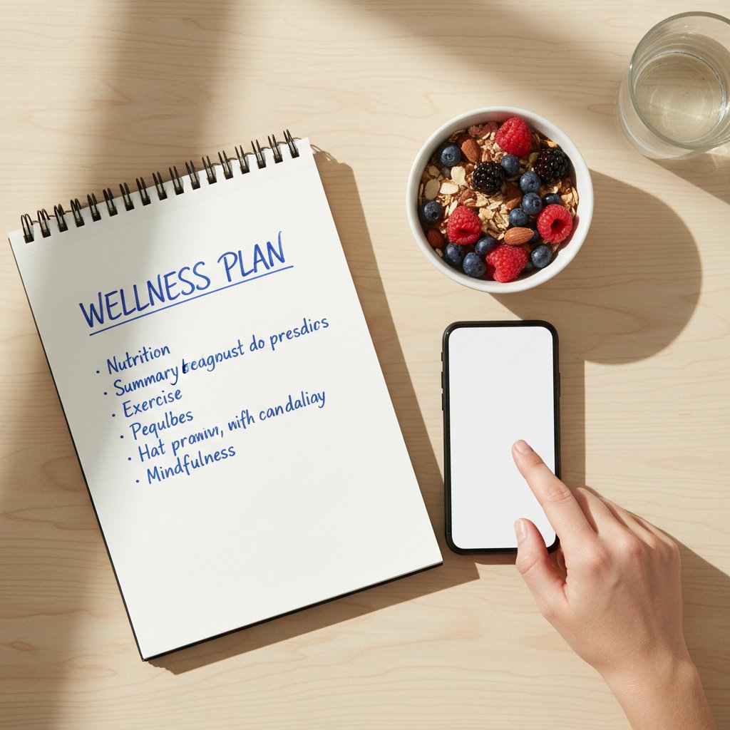 Podsumowanie w notatniku, wskazówki na temat dopaminy, zdrowy styl życia