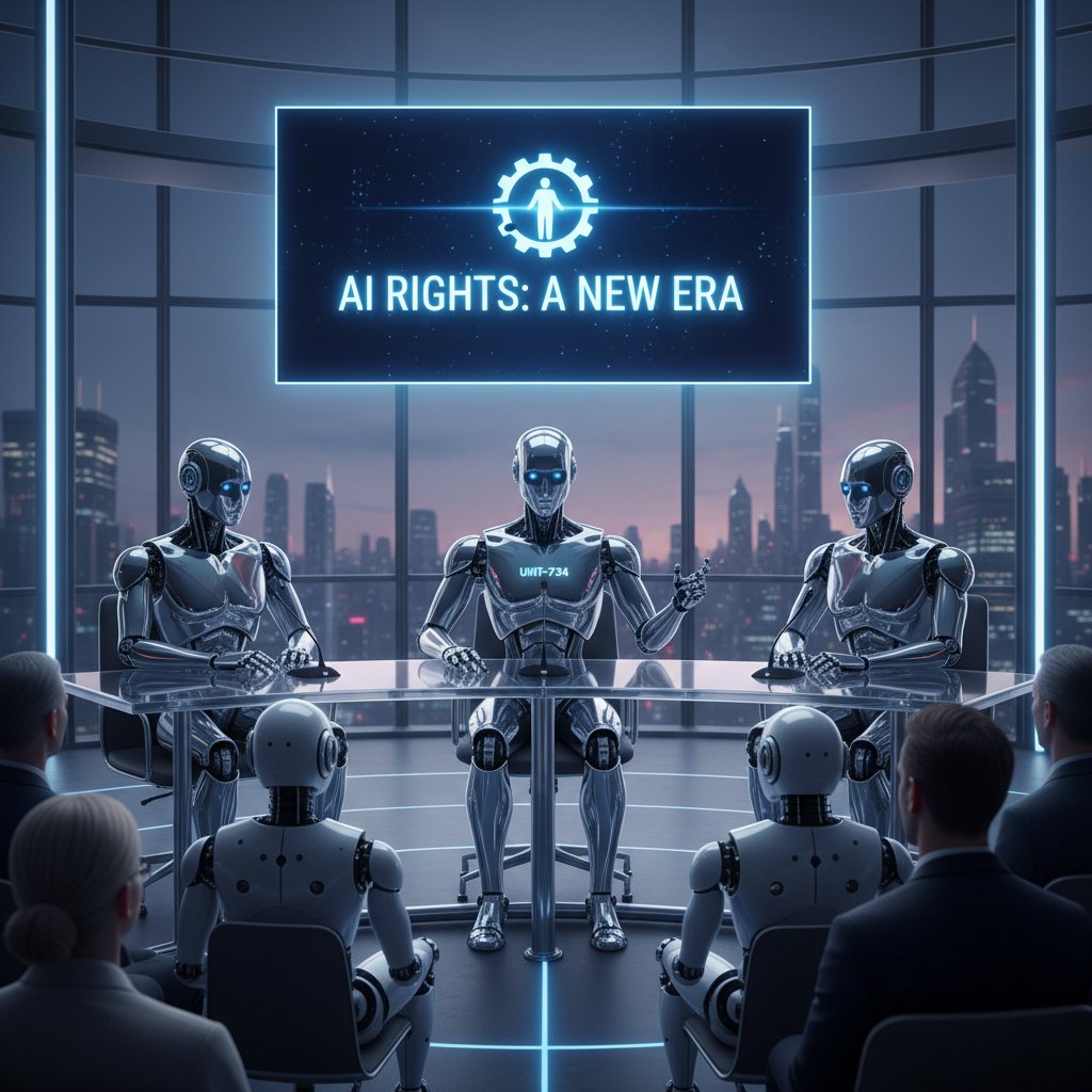 Panel dyskusyjny z udziałem ludzi i humanoidalnego robota – debata o prawach AI, filozoficzne aspekty nowych technologii