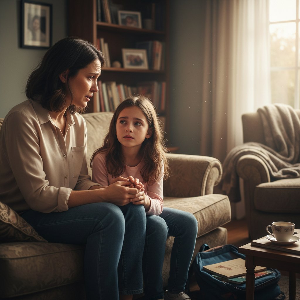 Rodzic rozmawiający z dzieckiem pełnym emocji – codzienna praktyka współregulacji