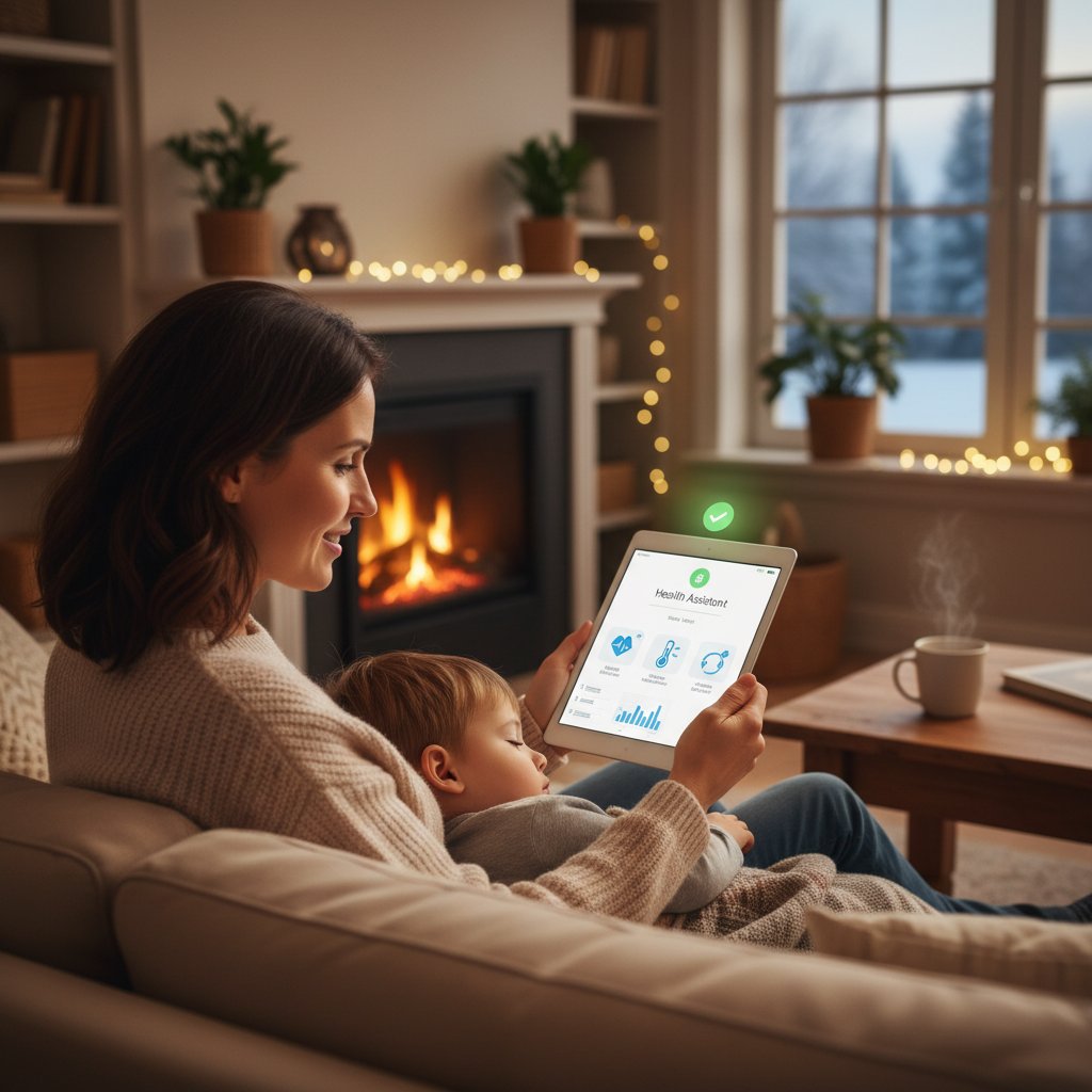 Nowoczesne narzędzia wsparcia w edukacji przedporodowej – rodzic korzysta z aplikacji zdrowotnej na smartfonie w domowym zaciszu.