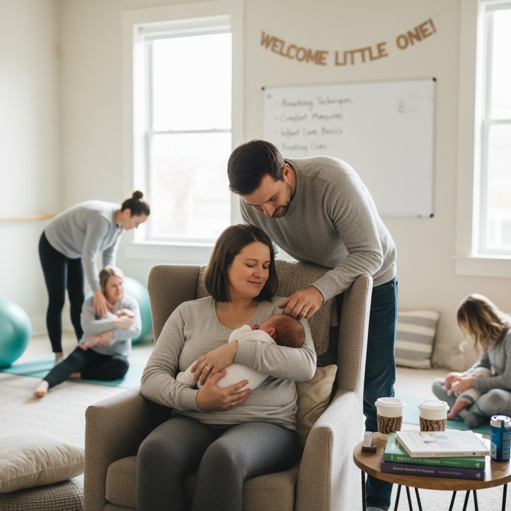 Rodzina opiekująca się niemowlęciem, poczucie bliskości po ukończeniu szkoły rodzenia
