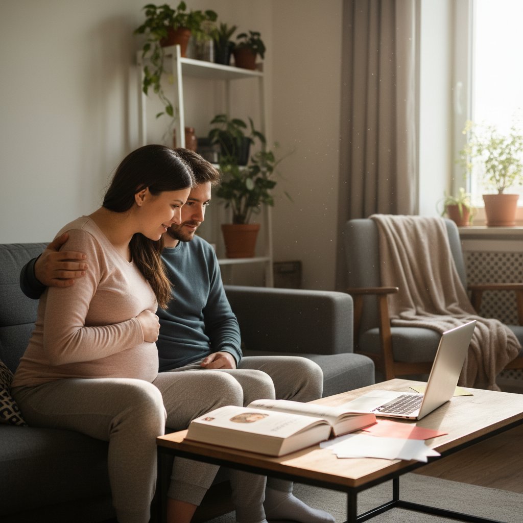 Para uczestnicząca w kursie online, ekran laptopa, domowa atmosfera, skupienie
