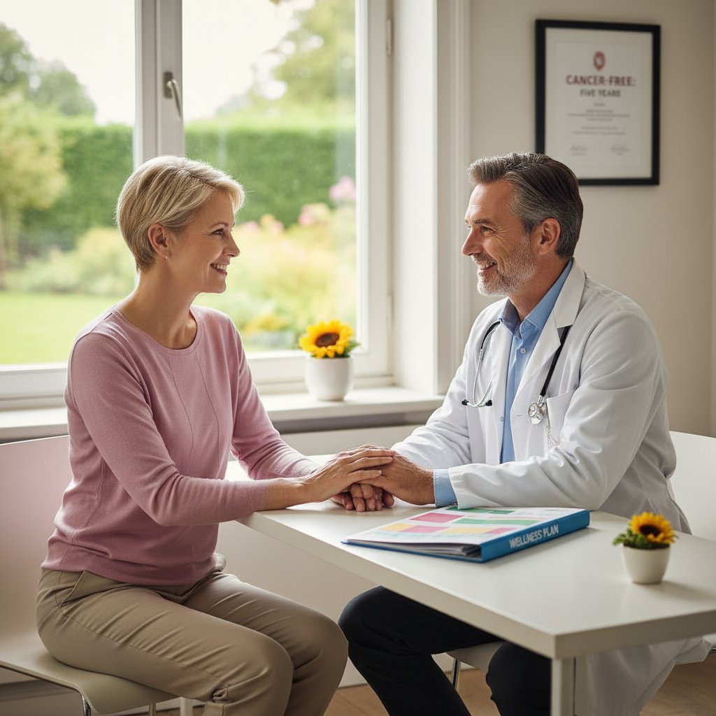 Pacjent po terapii hadronowej w trakcie konsultacji kontrolnej