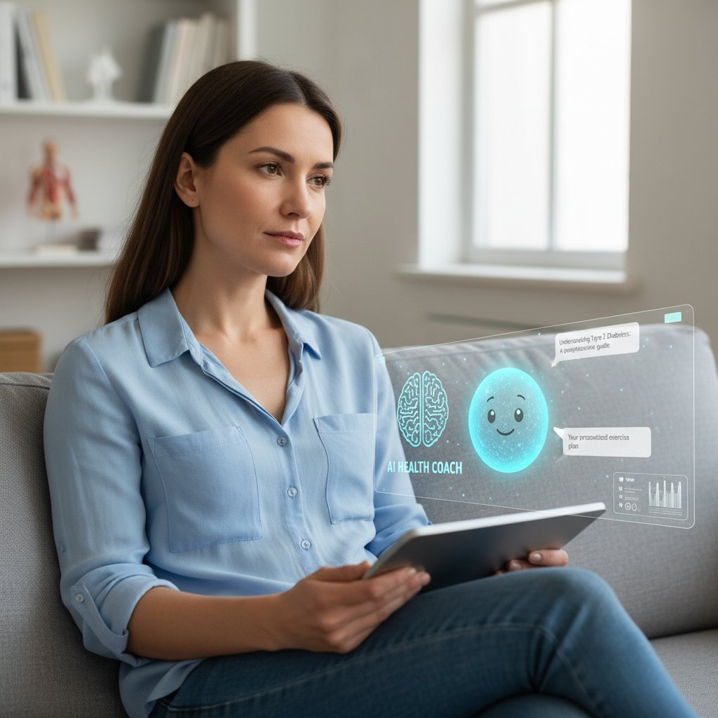 Pacjent korzystający z aplikacji zdrowotnej, wsparcie AI i edukacja medyczna przed zabiegiem