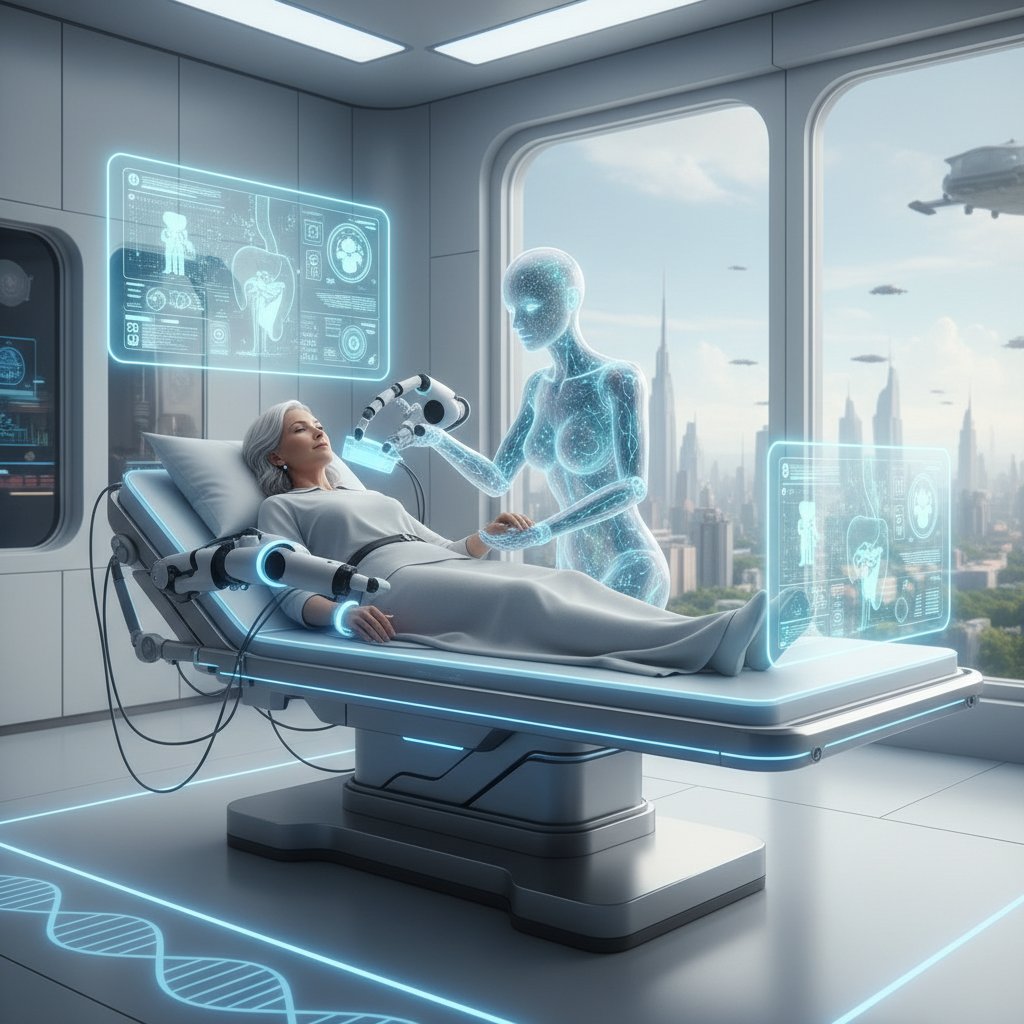 Nowoczesna technologia medyczna i pacjent korzystający ze wsparcia AI, przyszłość wsparcia medycznego