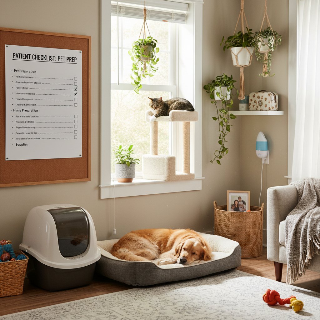 Osoba z checklistą przygotowań przed PET w domu