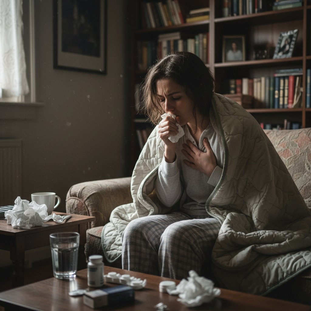 Pacjent kaszlący w domowym zaciszu, objawy gruźlicy połączone z codziennością