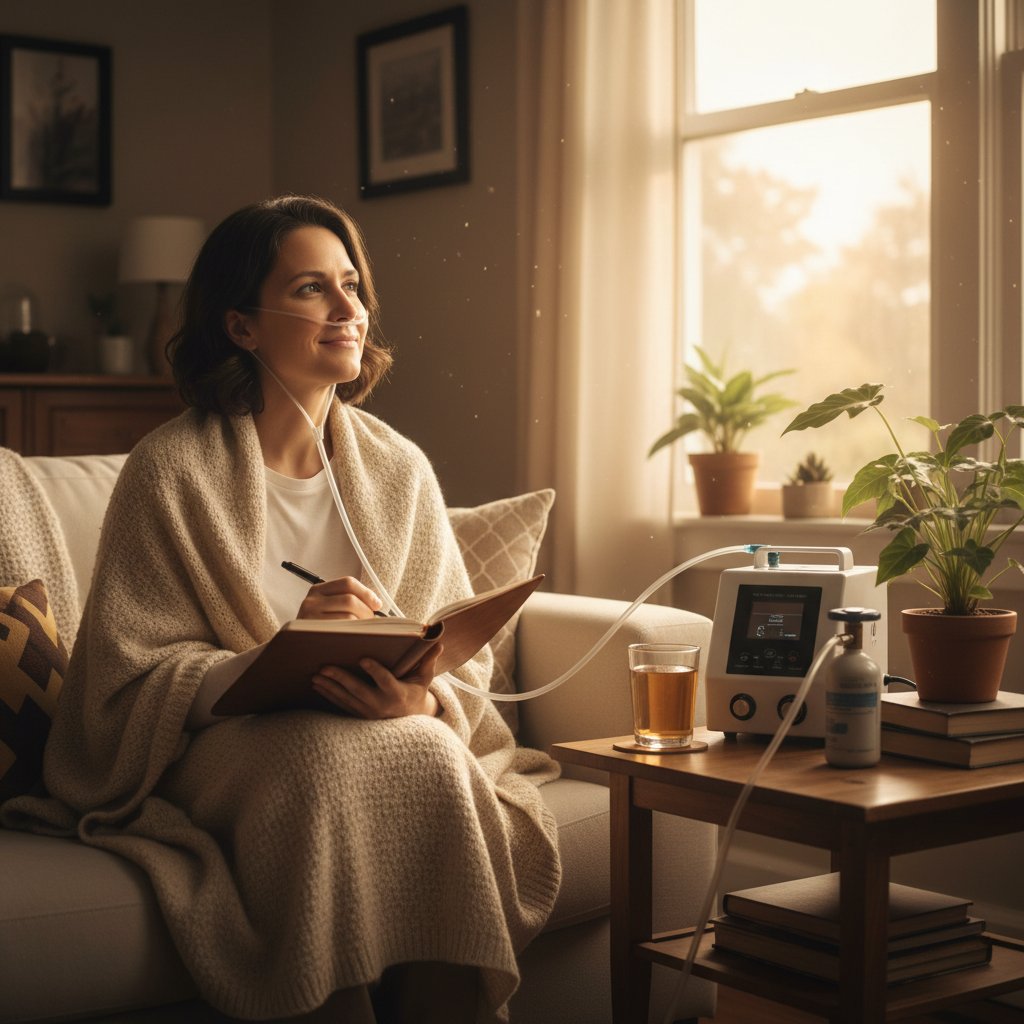 Pacjentka prowadząca dziennik po zabiegu ozonoterapii w domu