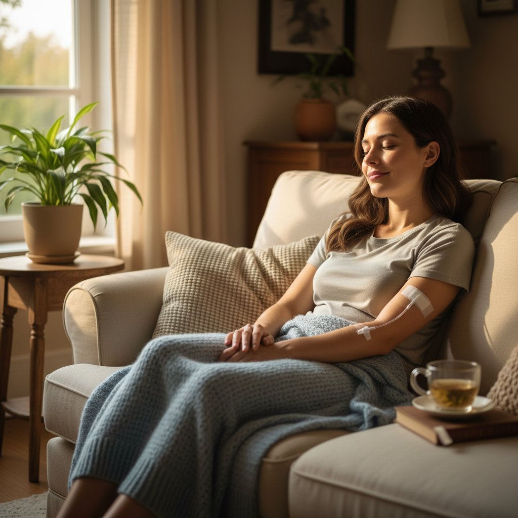 Pacjent odpoczywa w domu po zabiegu sedacji