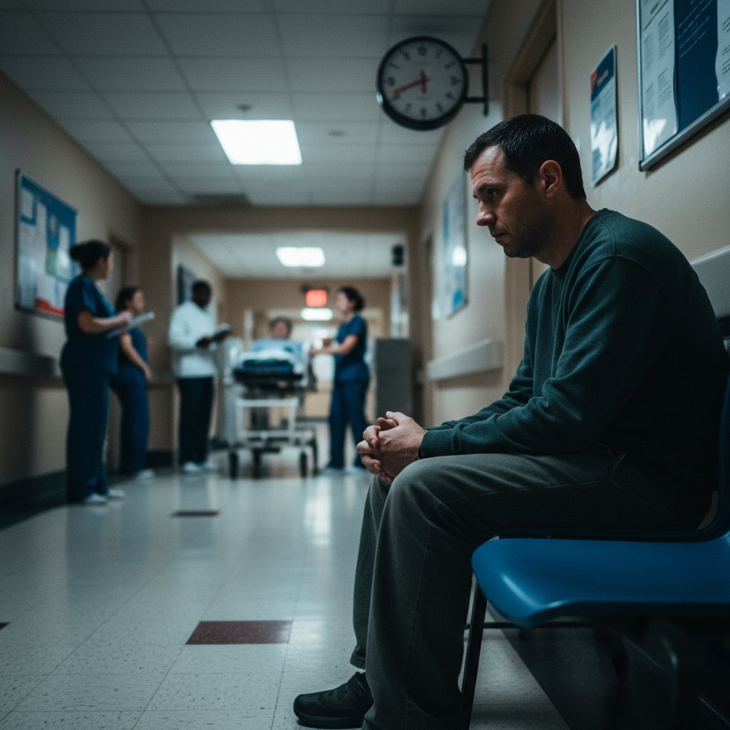 Pacjent na korytarzu szpitala – oczekiwanie na przeszczep