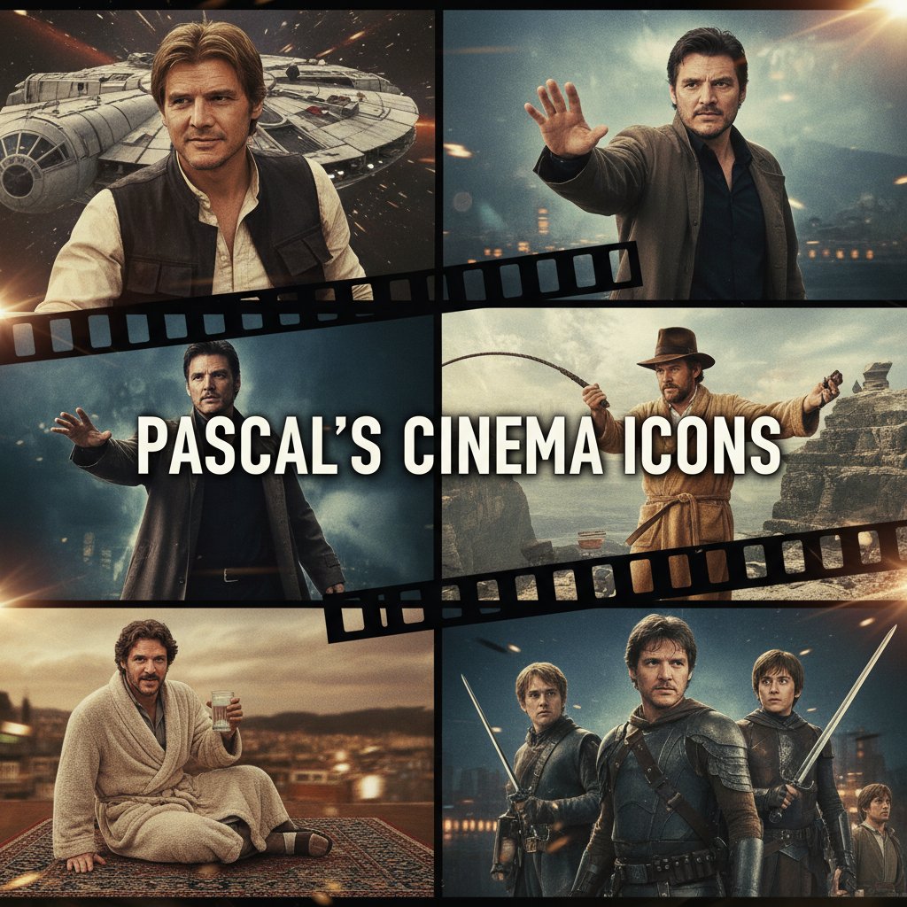 Pedro Pascal in scenes from his top movies, film montage, iconic roles, Pedro Pascal movies keyword