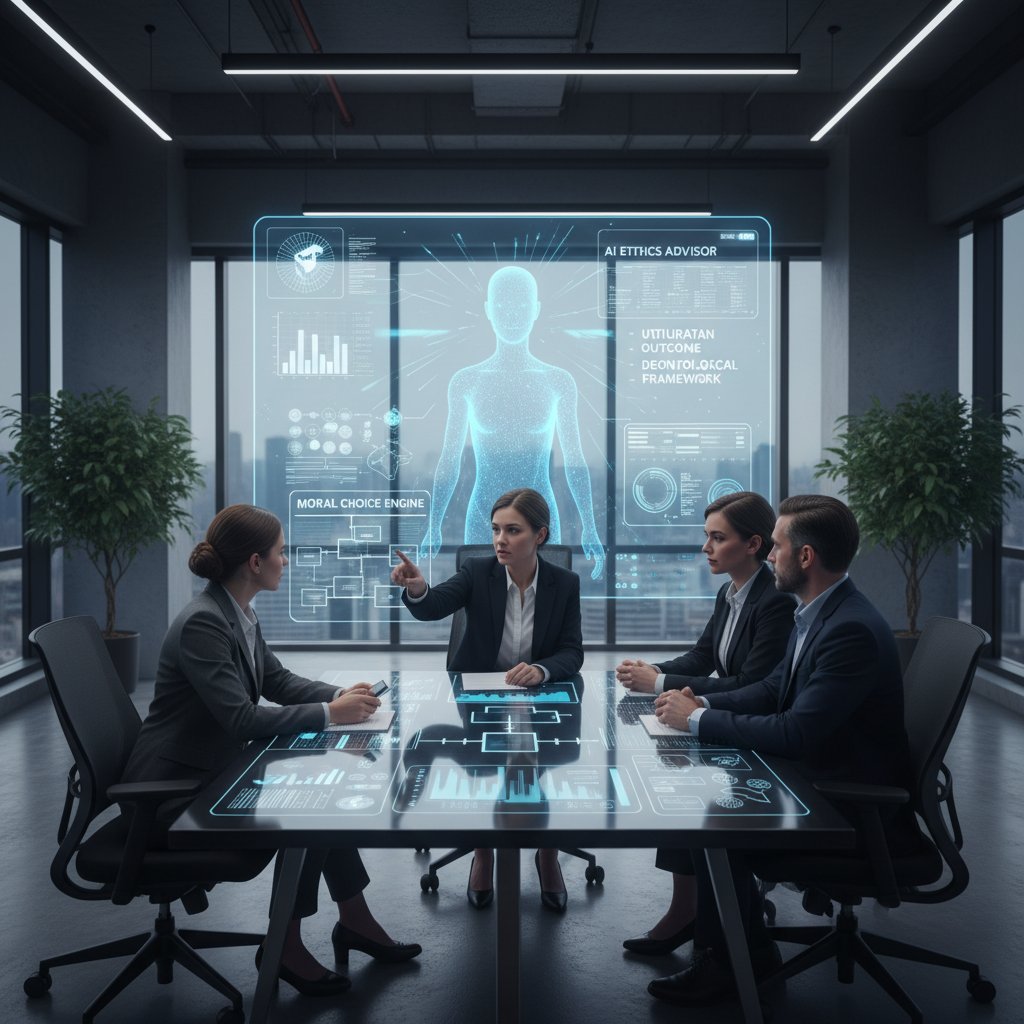 Ludzie korzystający ze wsparcia AI przy podejmowaniu decyzji moralnych
