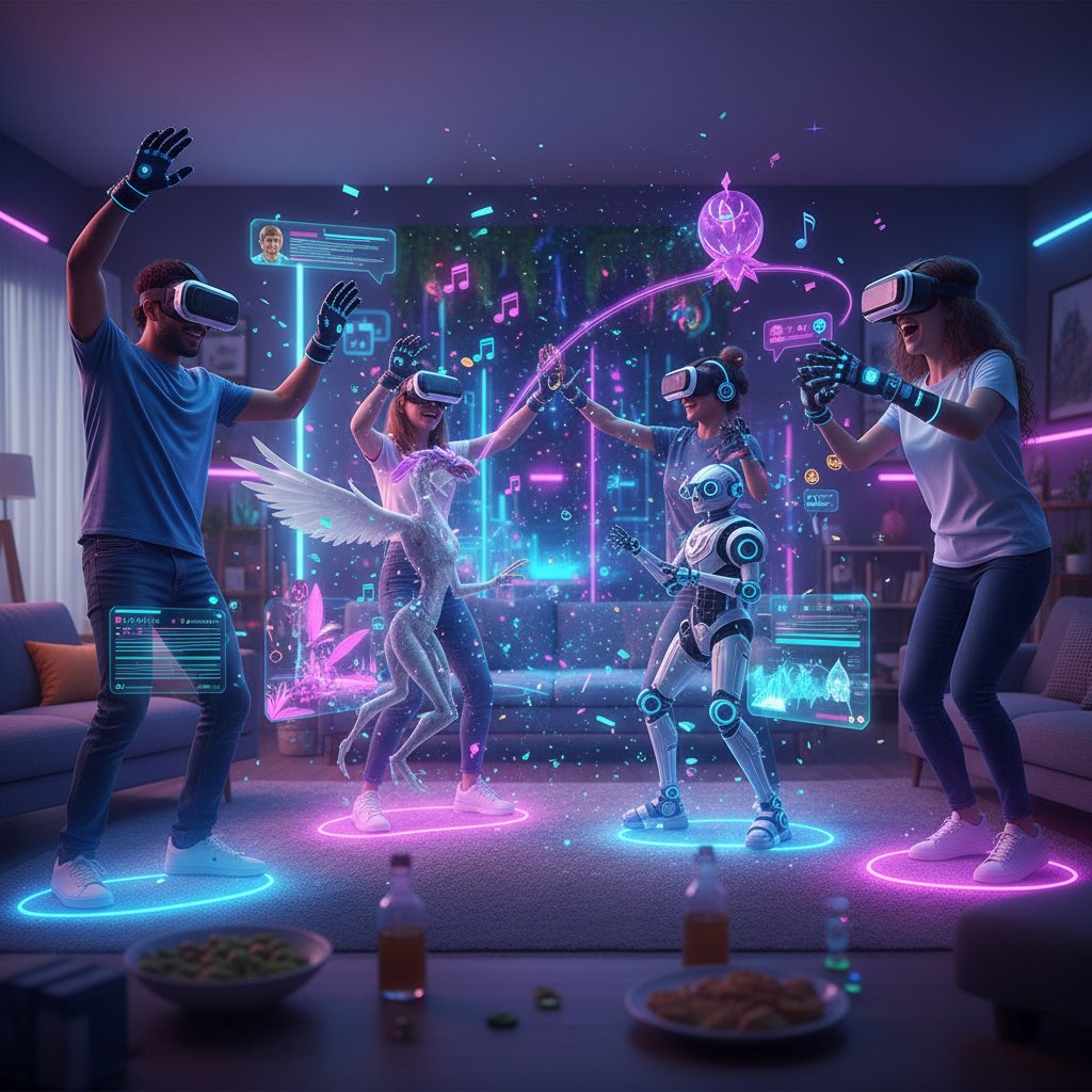 Osoby bawiące się w wirtualnej rzeczywistości podczas imprezy online